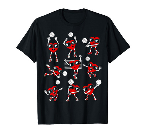 Valentines Day Heart Volleyball Player Funny Boys Girls Kids T-Shirt Valentines Day Heart Volleyball Player Funny Boys Girls Kids T-Shirt