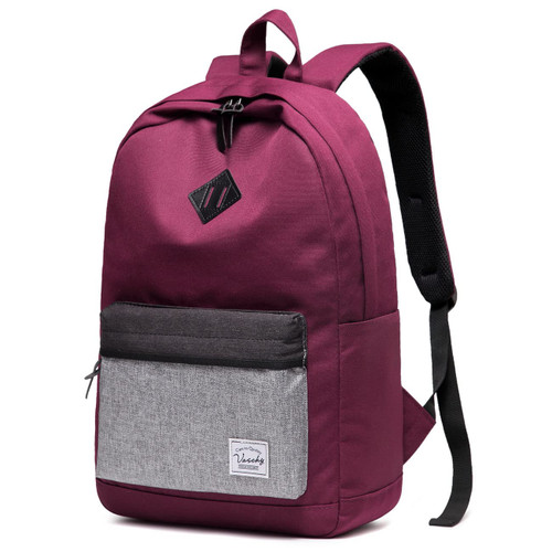 Backpack for Men Women,VASCHY Water-Resistant School Backpack Bookbag Schoolbag Casual Daypack Work Burgundy