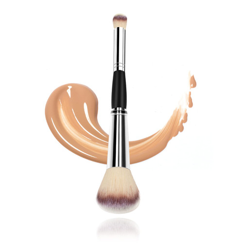 1Pcs Double Ended Makeup Brushes, Foundation Eyeshadow Blush Eyebrow Powder Blush Concealer Brush Tool Silver Black