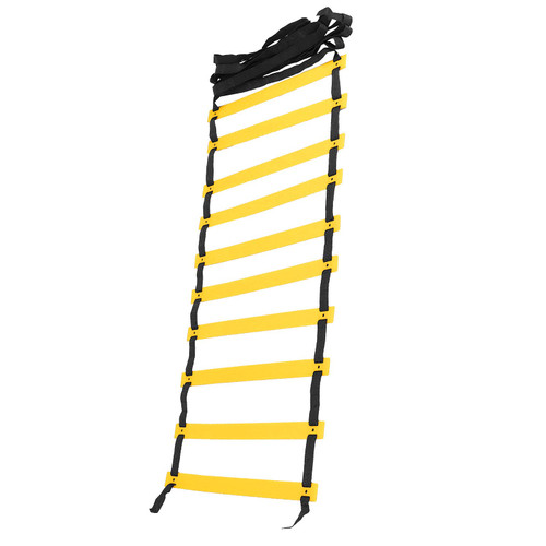 Fixed Agility Ladder, Polypropylene Training Agility Speed Ladder Agility Training Equipment, Speed Agility Training Set Agility Ladder Stairs Footwork for Soccer Fitness Accessory (Black rope)