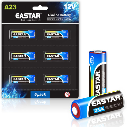 EASTAR BTS 23A 12 Volt Battery - Alkaline 23A 12V Batteries (6 Pack) for High-Powered Devices, Long Lasting 23A 12V Battery 55mAh for Ceiling Fan Remotes, Garage Doors Openers, Doorbells