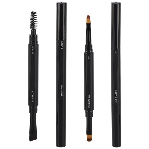 2Pcs Dual-ended Makeup Brushes - Lip Brush + Eye Shadow Brush and Eyelash Brush + Eyebrow Brush, Lip Brush for Lipstick Lip Gloss