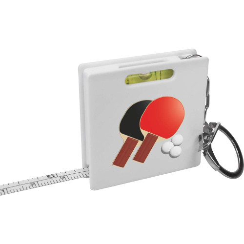 Azeeda 'Ping Pong Paddles and Balls' Keyring Tape Measure/Spirit Level Tool (KM00031024)