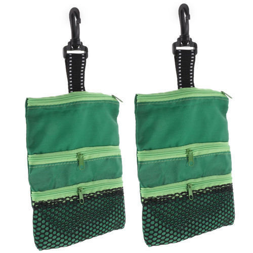 BCOATH 2pcs Golf Zippered Pocket Braces Kit Tote Bag Zipper Golf Tee Mesh Bag Multi Pocket Bag Zippered Storage Bags Valuables Pouch Zipper Golf Tee Bag Golf Storage Bag Tennis Ball Stud