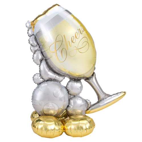 amscan 51" Anagram Bubbly Wine Glass Airloonz Foil Balloon, Multicolor amscan 51" Anagram Bubbly Wine Glass Airloonz Foil Balloon, Multicolor