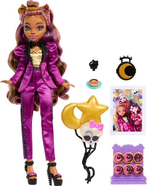Monster High Clawdeen Wolf Doll in Monster Ball Party Fashion with Themed Accessories Like Balloons Monster High Clawdeen Wolf Doll in Monster Ball Party Fashion with Themed Accessories Like Balloons