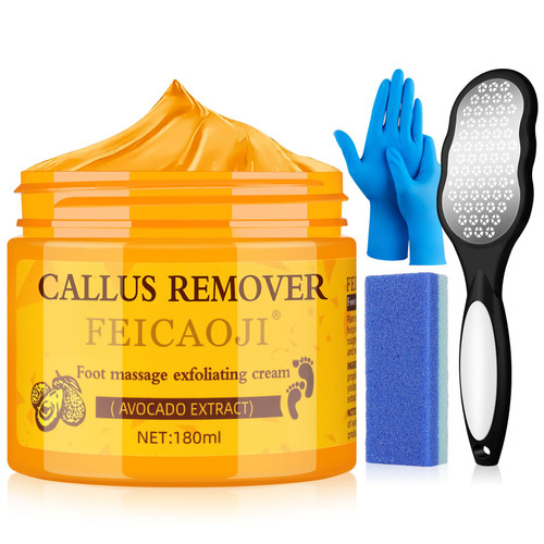 XIWEIOO Foot Callus Remover Gel Kit Professional for Dry,Cracked Skin,Heavy Duty Callus Foot file tools Pedicure Supplies tool brush Pumice Stone Scrubber Hard Skins Heels foot soak spa Christmas gift