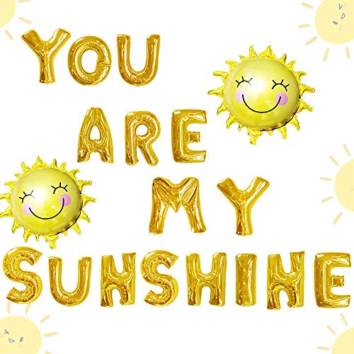 JeVenis 18 PCS You Are My Sunshine Balloons Sun Balloons You Are My Sunshine Banner You Are My Sunshine Birthday Decoration for Baby Shower Kid's Birthday Party Decorations