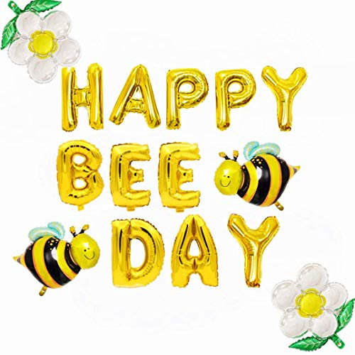 JeVenis Happy Bee Day Balloons Happy Bee Day Banner Bumble Bee Baby Shower Decoration Bumble Bee Balloons for Baby Shower 1st Birthday Bumble Bee Decor Bee Party (Gold1) JeVenis Happy Bee Day Balloons Happy Bee Day Banner Bumble Bee Baby Shower Decoration Bumble Bee Balloons for Baby Shower 1st Birthday Bumble Bee Decor Bee Party (Gold1)