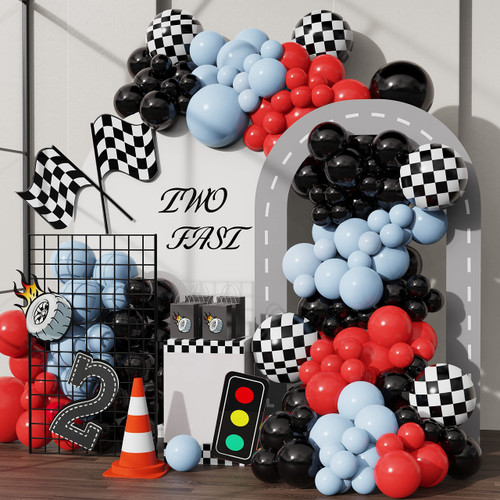 Race Car Balloons Arch Garland Kit 148PCS Red Blue Black Checkered Flag Foil Balloon Racing Car Theme Two Fast 2nd Birthday Party Supplies for Boys Race Car Balloons Arch Garland Kit 148PCS Red Blue Black Checkered Flag Foil Balloon Racing Car Theme Two Fast 2nd Birthday Party Supplies for Boys