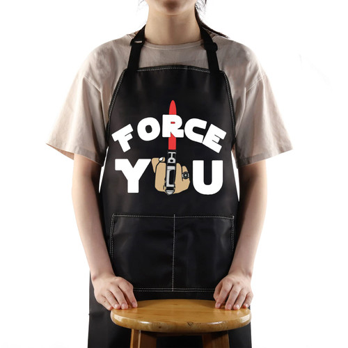 BWWKTOP Force With You Kitchen Apron Movie Fans Gifts Adjustable Kitchen Apron With Pockets For Baking Cooking Grilling (Force You)