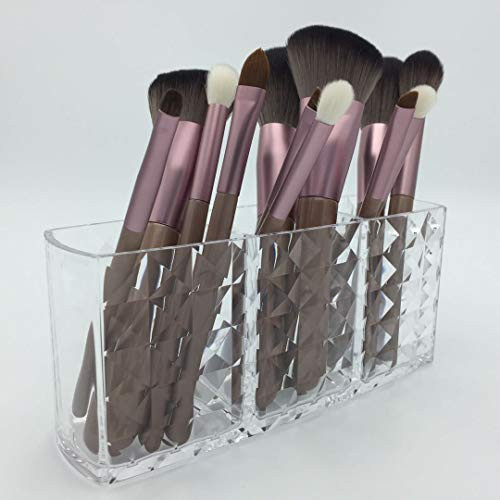 Cosmetic Makeup Brush Holder Organizer-Acrylic Storage Bathroom Countertop Vanity Tray