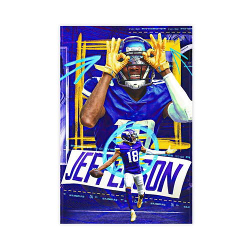 BIVVI Justin Jefferson Canvas Poster Wall Art Decor Print Picture Paintings for Living Room Bedroom Decoration Unframe: Unframe:12x18inch(30x45cm)