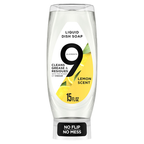 9 Elements EZ Squeeze Dish Soap, Lemon Scent, 15 oz Bottles (3 Pack)