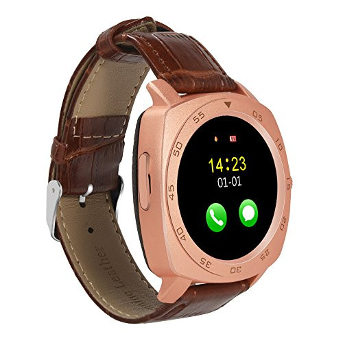 TechComm DM87 Bluetooth and GSM Unlocked Smartwatch with Built-in Camera, Smart Alerts, Fitness Tracker, Sleep monitor, Loss Prevention and Sedentary Reminder - Rose Gold