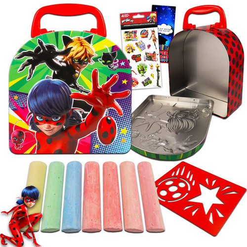 Zagtoon Miraculous Ladybug Playset Miraculous Ladybug Sidewalk Chalk Bundle - Miraculous Ladybug Toys with Miraculous Ladybug Stickers and More (Miraculous Ladybug Party Supplies)