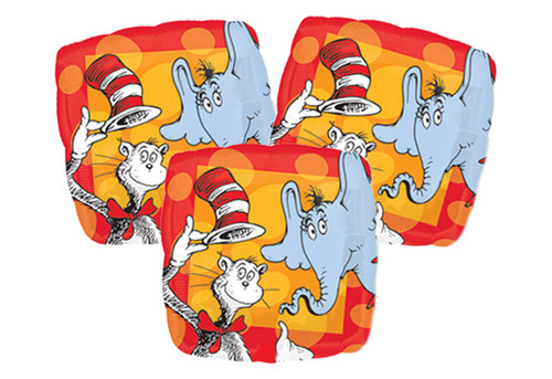 Set of 3 Dr. Seuss The Cat In The Hat 18" Square Foil Party Balloons by Anagram