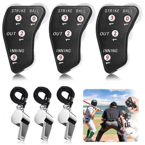 3 Pcs 4 Wheel Umpire Indicators,4-Wheel Call Order Indicator,Baseball Umpire Counter Clicker Baseball Clicker Outs Innings Balls and Strike Clicker for Softball with 3 pcs Sports Referee Whistles