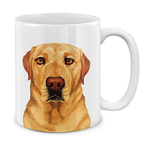 MUGBREW Cute Yellow Labrador Retriever Dog Full Portrait Ceramic Coffee Gift Mug Tea Cup, 11 OZ