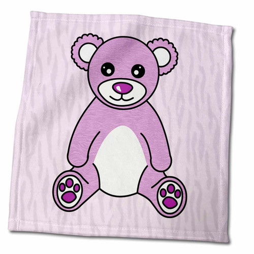 3dRose Janna Salak Designs Teddy Bears - Cute Purple Teddy Bear - Towels (twl-15377-3)