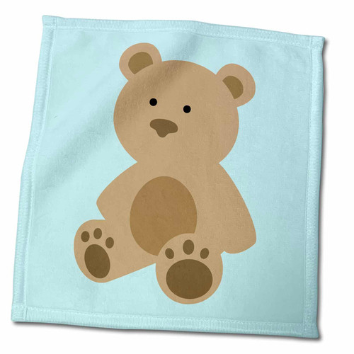 3dRose BrooklynMeme Animals - Cute Teddy Bear on a Light Blue Background - Towels (twl-224229-3)
