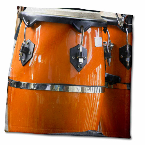 3dRose Susans Zoo Crew Musical Instruments - Orange Conga Drums - Towels (twl-156305-3)