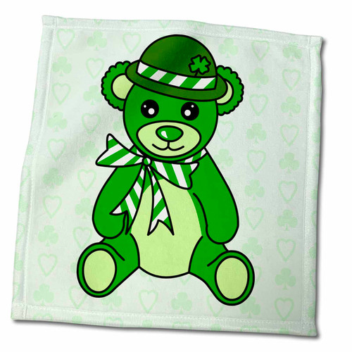 3dRose St. Patricks Day Cute Green Irish Teddy Bear - Towels (twl-15389-3)