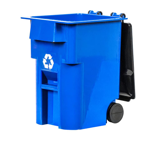 Miniature Toy Blue Recycling Trash Can with Lid & Wheels for WWE Wrestling Action Figures