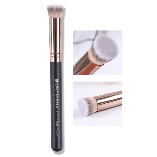 ENERGY Small Foundation Brush Small Flat Top Concealer Brush Under Eye for Setting,Buffing,Blending with Liquid Cream Powder Cosmetics Vegan Synthetic Bristles Face Makeup Brush