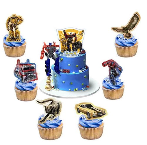 25pc Robot Cake Topper Robot Cupcake Toppers Cake decoration for Boys and Girls