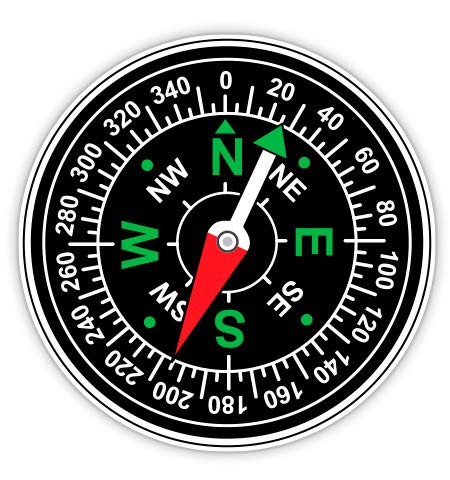 GT Graphics Compass - 5" Vinyl Sticker - for Car Laptop I-Pad - Waterproof Decal