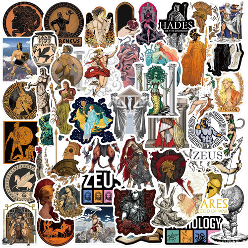 Greek Mythology Stickers 50PCS Greek Stickers Vinyl Waterproof for Water Bottle Laptop Notebook Phone Skateboard Luggage for Kids Teens Girls Adult