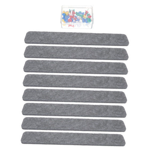 VILLFUL 8 Pcs Felt Message Board Bulletin Board Strips Felt Bar Strips Office Pegboard Photo Display Board Memo Adhesive Wall Board Strips Felt Wall Board Felt Tile Board Pin Cork Board
