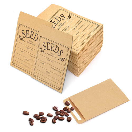 150pcs Seed Envelopes, 3.1x4.7 Inch Resealable Kraft Paper Seed Packets Self Sealing Seed Envelopes Small Parts Storage Envelopes for Seeds Collection