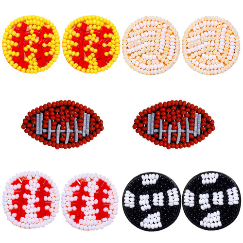 5 Pairs Beaded Earrings Baseball Earrings for Women Softball Football Sports Earrings Handmade Bead Stud Earrings Party Game Jewelry Gift (Style1) 5 Pairs Beaded Earrings Baseball Earrings for Women Softball Football Sports Earrings Handmade Bead Stud Earrings Party Game Jewelry Gift (Style1)