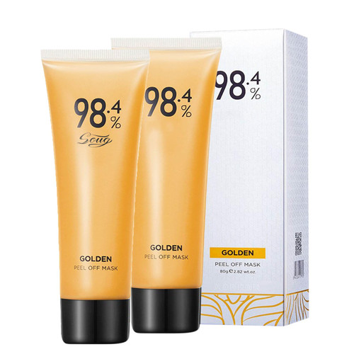Gold Peel Off Mask, 98.4% Gold Facial Mask, Peel-Off Anti-Wrinkle Face Mask, 24K Golden Peel Off Mask Blackhead Remover Mask, Gold Foil Peel-Off Mask,Golden Peel Off Mask for Deeply Cleans (2PCS)