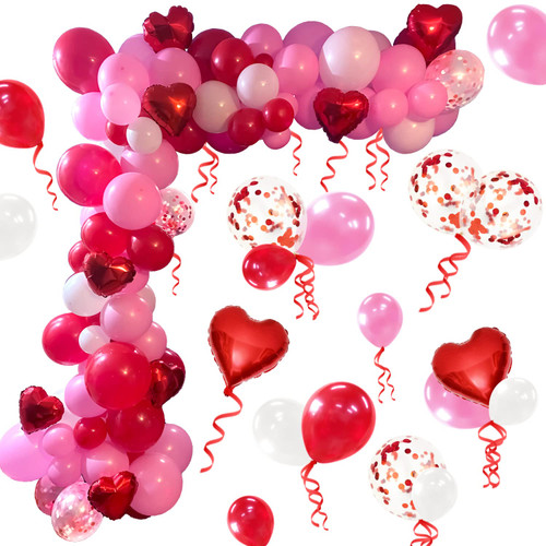 104Pcs Valentines Day Balloon Arch Garland Kit, Pink White Red Confetti Balloons with Red Heart Balloons for Valentine's Day Anniversary Mothers Day Wedding Engagement Party Decoration Supplies 104Pcs Valentines Day Balloon Arch Garland Kit, Pink White Red Confetti Balloons with Red Heart Balloons for Valentine's Day Anniversary Mothers Day Wedding Engagement Party Decoration Supplies