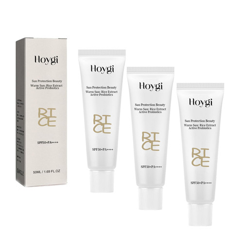 Sun Protection Cream, Sun Sunscreen Rice Sunscreen,SPF50, PA+++, Korean Sunscreen,Nourishing UV Defense for All Skin Types with Rice Extract (3PCS)