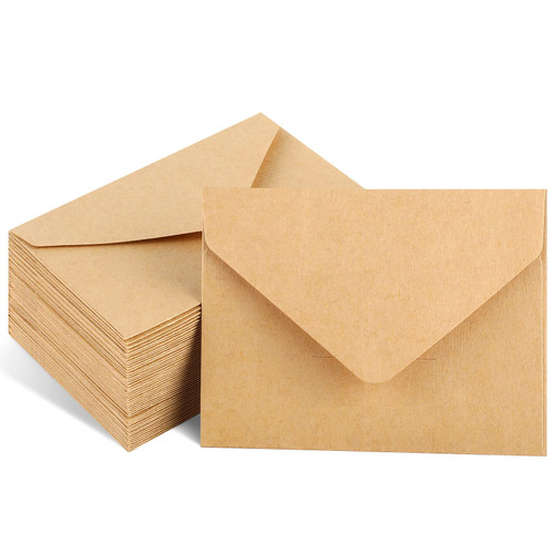 Gift Card Envelopes Brown, 4"X2.75" Mini Envelopes, Kraft Small Envelopes For Weddings Cards, Rsvp Cards, Response Cards, Baby Showers, Thank You Notes, Photos And Any