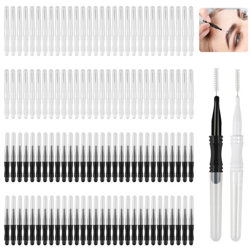 120Pcs Micro Eyebrow Brush With Cap Micro Brow Brush Eyebrow Lamination Brush 2 Size Eyebrow Spoolie Brush Tools Portable Spooly Brushes Mascara Lash Brush for Eyelash Lift Extensions(120pcs)