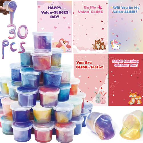 Galaxy Putty Slime Kit, 30 Pack Valentine Unicorn Cards with Galaxy Slime, Slime Valentines Stress Relief Toy for Valentine Classroom Exchange Cards, Valentine's Space Party Favor Galaxy Putty Slime Kit, 30 Pack Valentine Unicorn Cards with Galaxy Slime, Slime Valentines Stress Relief Toy for Valentine Classroom Exchange Cards, Valentine's Space Party Favor