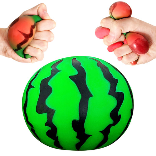 Squishy Watermelon Stress Balls for Kids and Adults, Fruit Dough Balls, Fidget Toys, Anxiety Relief Stretch Balls, Squishy Toys for Kids Prizes, Party Favors | Change Color Squeeze Ball