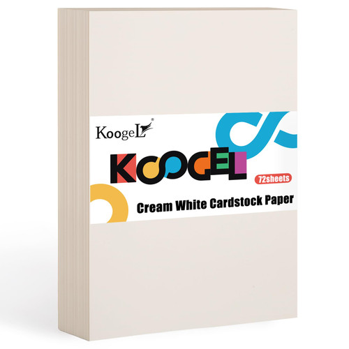 Koogel 72 Sheets Ivory Cardstock for Kids, Craft Paper A4 Cream White Card Stock Paper for Card Making Kids Art Crafts Scrapbooking