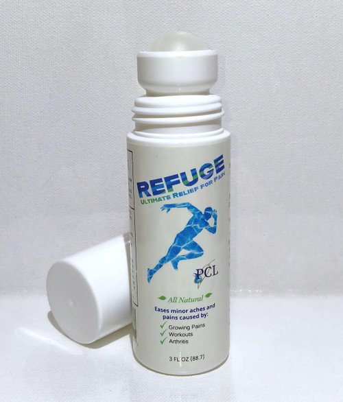 REFUGE ULTIMATE RELIEF FOR PAIN Roll On, Menthol, for Arthritis, Backaches, Joint & Muscle Pain, Topical Anti-Inflammatory, All-Natural