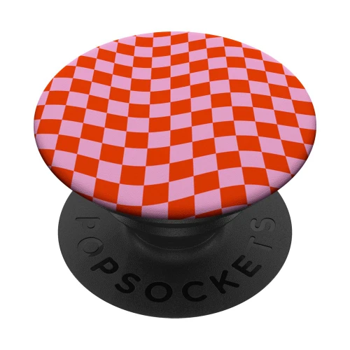 Classic Big Checkered Checker Checkerboard Wavy Pink Red PopSockets Standard PopGrip