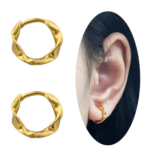 Gold Huggie Earrings Small Hoop Earrings 13mm 14K Gold Clip on Earrings Huggie Hoop Earrings for Women Trendy