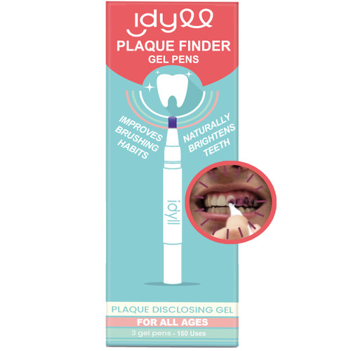 Plaque Disclosing Gel Pens for Teeth, 150 Uses, Dental Disclosing Tablet Gel for Kids & Adults - Shows Plaque, Helps Teach Kids Teeth Brushing Habits for Clean Teeth - by Idyll