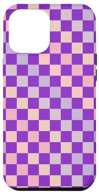 iPhone 12 Pro Max 'Pixie Dust' Retro Checkerboard Purple Peach Checkered Case