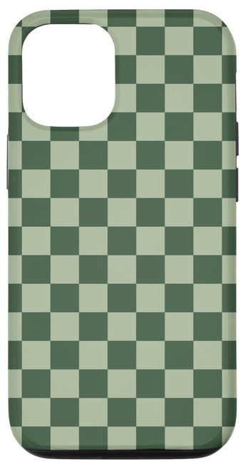 iPhone 14 Sage Green Checkered Checkerboard Pattern Case