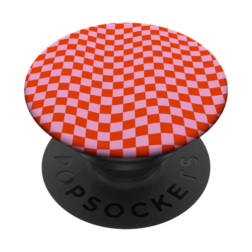 Pink Red Classic wavy Checkered Big Checkerboard retro PopSockets Swappable PopGrip